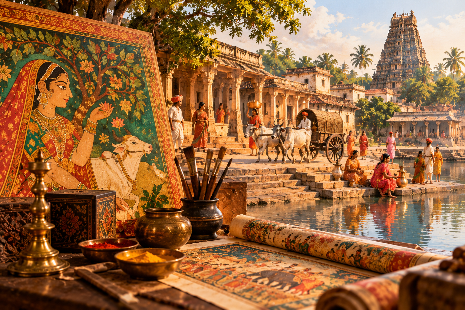 Life in Old India Preserved Through Traditional Paintings